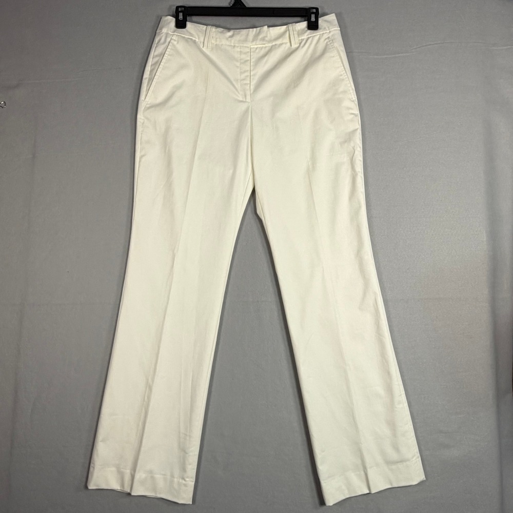 Faconnable Pants 12 Long White Straight Leg Tall Tailored Trousers Office Career